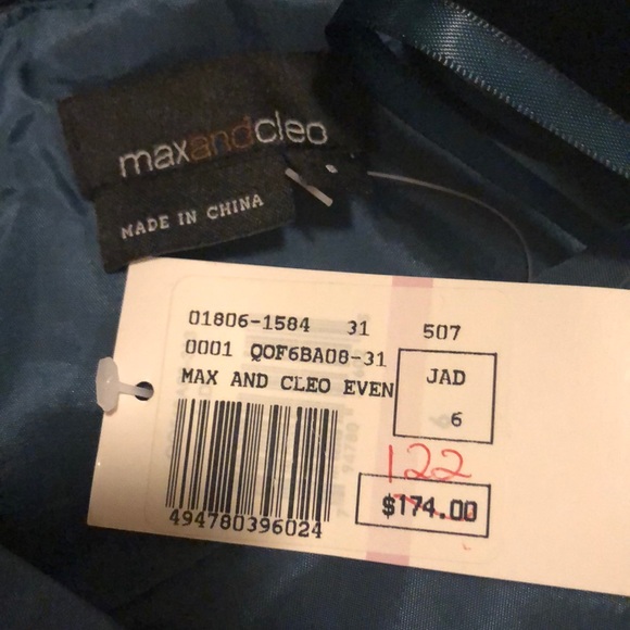 Max and Cleo teal w black waist satin 6 NWT - Picture 4 of 4